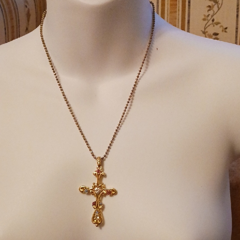 Gold Cross Pendant Necklace with Chain - Women Jewelry Necklaces
